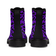 Load image into Gallery viewer, 7 Women&#39;s Canvas Boots Purple Bats by Calico Jacks

