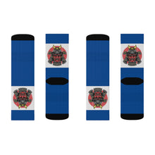 Load image into Gallery viewer, 5 Samurai on Blue Socks by Calico Jacks
