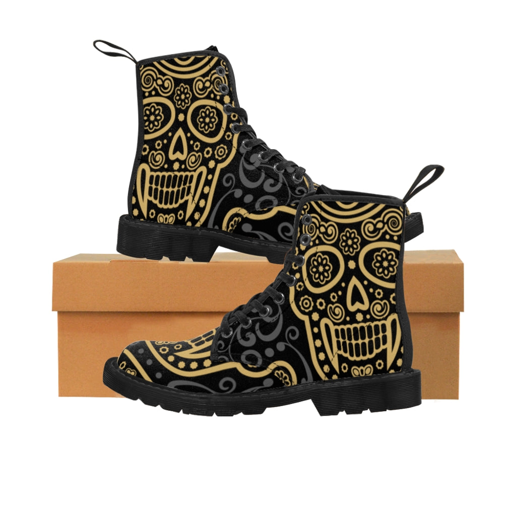 1 Men's Canvas Boots Ace Skull by Calico Jacks