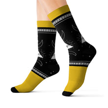 Load image into Gallery viewer, 4 Moon Pyramid Yellow Socks by Calico Jacks
