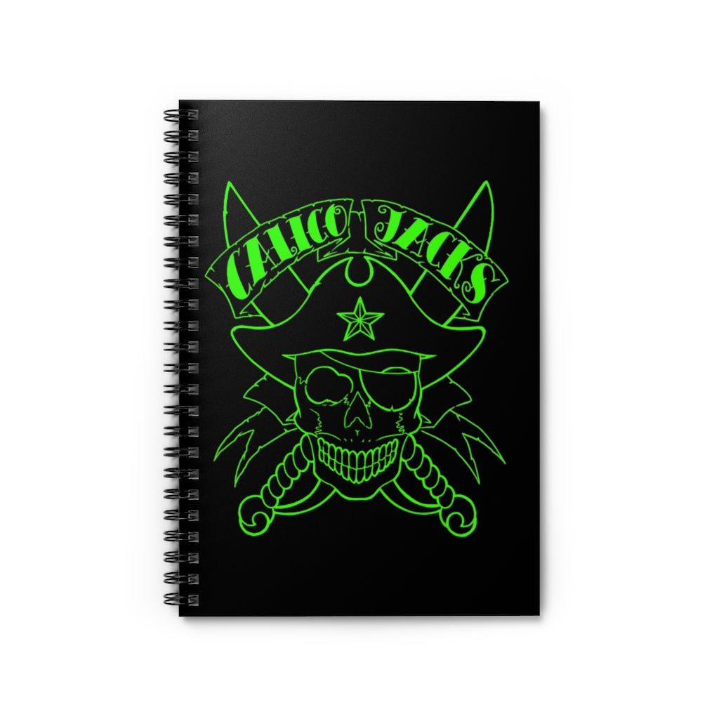 1 Green Skull Note Book - Spiral Notebook - Ruled Line by Calico Jacks