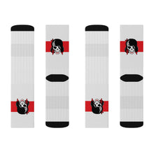 Load image into Gallery viewer, 9 Red Stripe Skull on Socks by Calico Jacks
