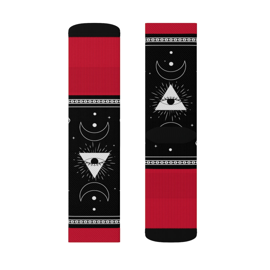 1 Moon Pyramid Rouge Socks by Calico Jacks