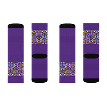 Load image into Gallery viewer, 5 Eye Flowers on Purple Socks by Calico Jacks
