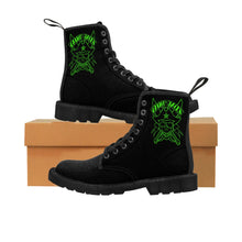 Load image into Gallery viewer, 1 Women&#39;s Canvas Boots Green Skull by Calico Jacks
