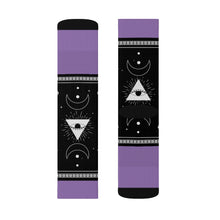 Load image into Gallery viewer, 10 Moon Pyramid Violet Socks by Calico Jacks
