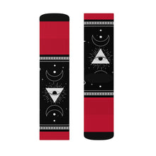 Load image into Gallery viewer, 3 Moon Pyramid Rouge Socks by Calico Jacks
