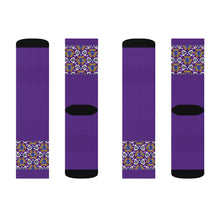 Load image into Gallery viewer, 2 Eye Flowers on Purple Socks by Calico Jacks
