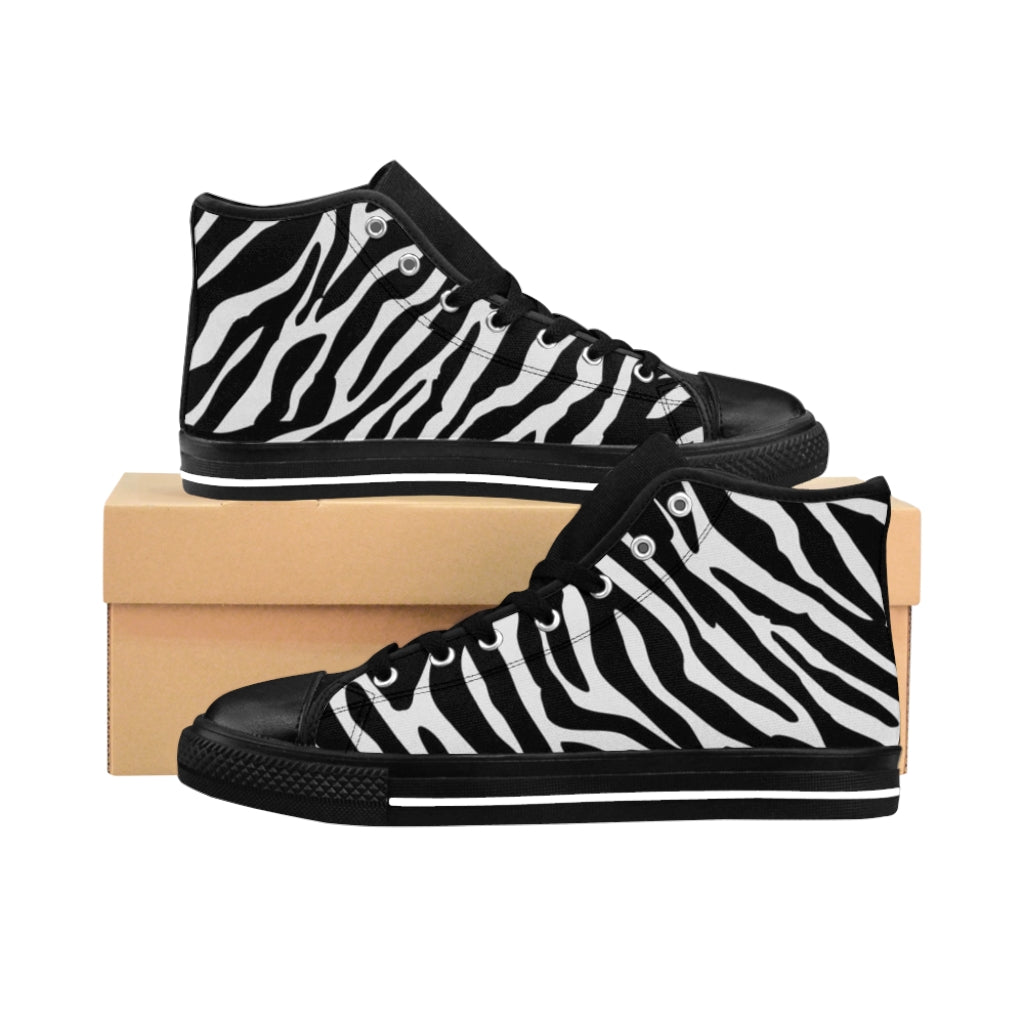 1 Men's High-top Sneakers Zebra Print by Calico Jacks