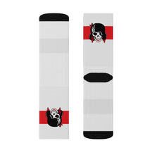Load image into Gallery viewer, 3 Red Stripe Skull on Socks by Calico Jacks
