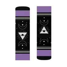 Load image into Gallery viewer, 7 Moon Pyramid Violet Socks by Calico Jacks

