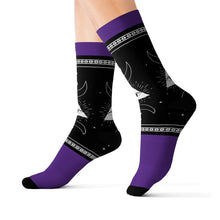 Load image into Gallery viewer, 4 Moon Pyramid Purple Socks by Calico Jacks
