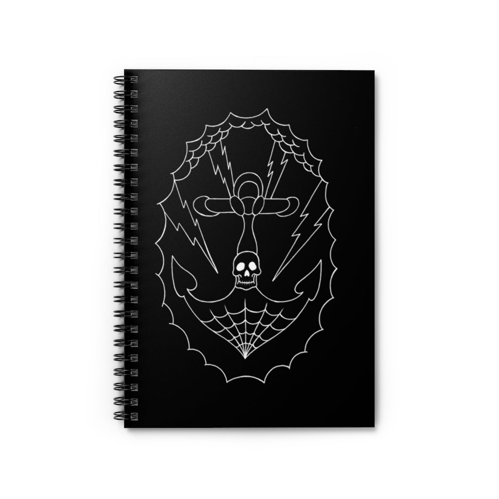 1 Anchor Tattoo Note Book - Black - Spiral Notebook - Ruled Line by Calico Jacks