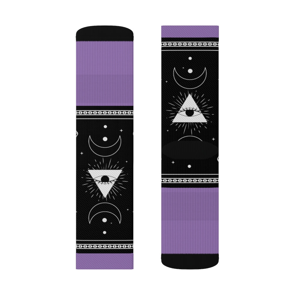 1 Moon Pyramid Violet Socks by Calico Jacks