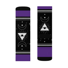 Load image into Gallery viewer, 6 Moon Pyramid Purple Socks by Calico Jacks
