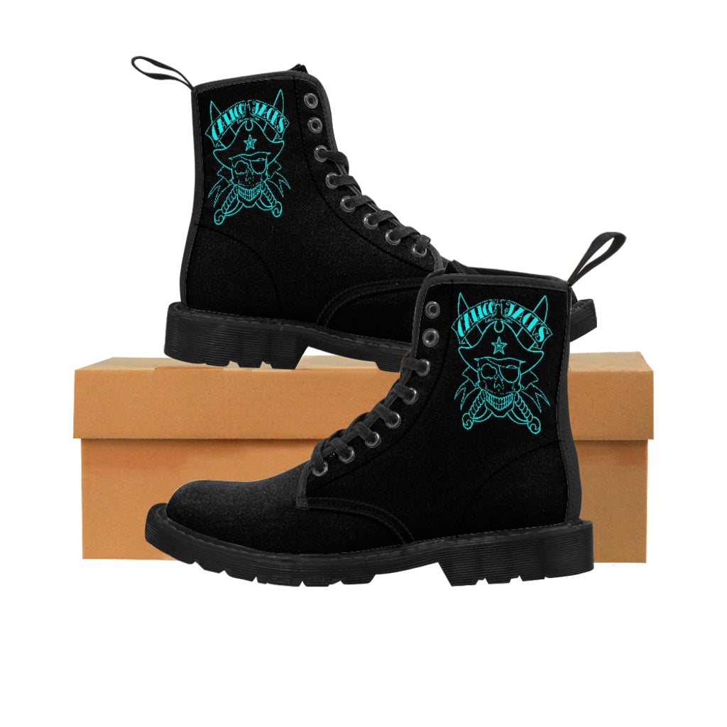 1 Women's Canvas Boots Blue Skull by Calico Jacks