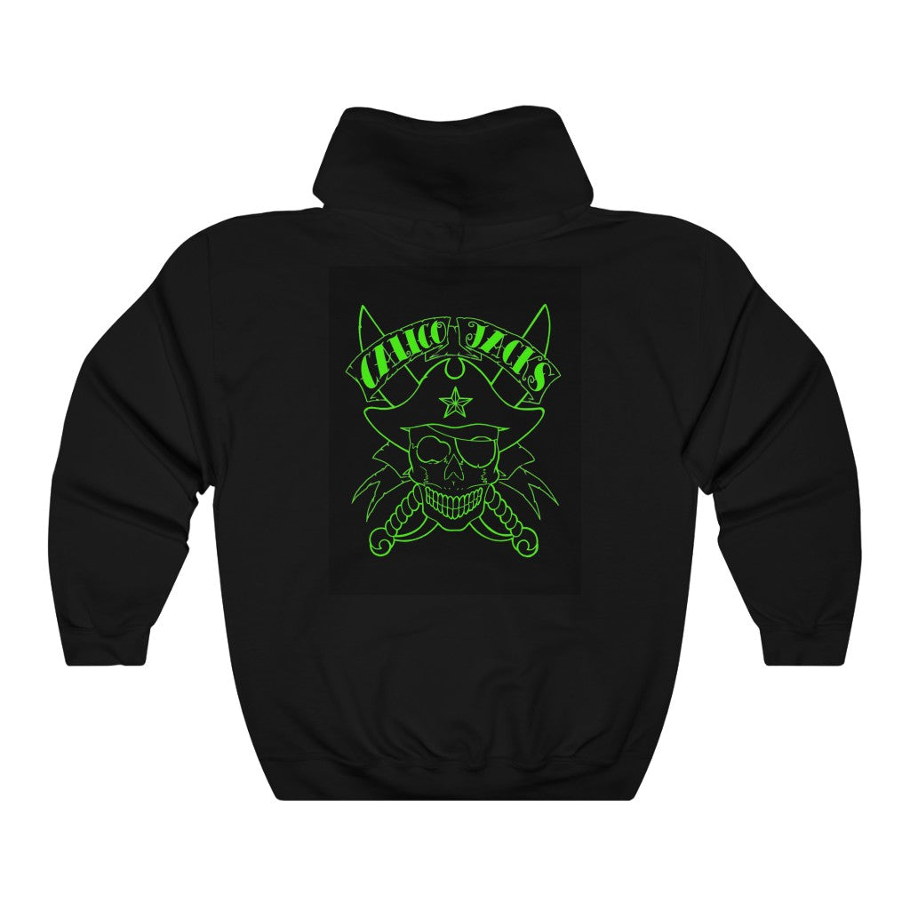 Unisex Hooded Top Green Skull