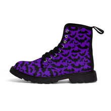 Load image into Gallery viewer, 5 Women&#39;s Canvas Boots Purple Bats by Calico Jacks
