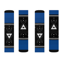 Load image into Gallery viewer, 9 Moon Pyramid Blue Socks by Calico Jacks

