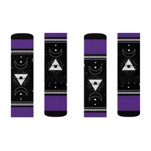 Load image into Gallery viewer, 5 Moon Pyramid Purple Socks by Calico Jacks
