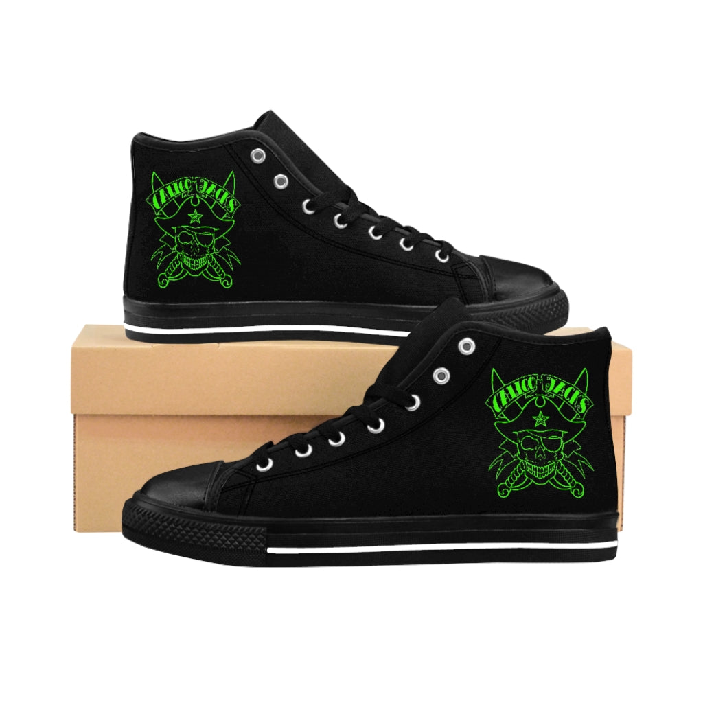 1 Men's High-top Sneakers Green Skull by Calico Jacks