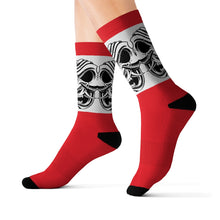 Load image into Gallery viewer, 4 White Oni on Red Socks by Calico Jacks
