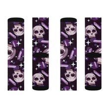 Load image into Gallery viewer, 9 Skulls and Amethysts on Socks by Calico Jacks
