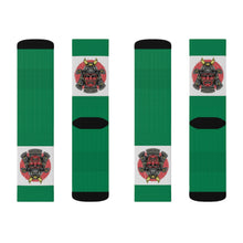 Load image into Gallery viewer, 9 Samurai on Green Socks by Calico Jacks
