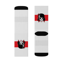 Load image into Gallery viewer, 7 Red Stripe Skull on Socks by Calico Jacks
