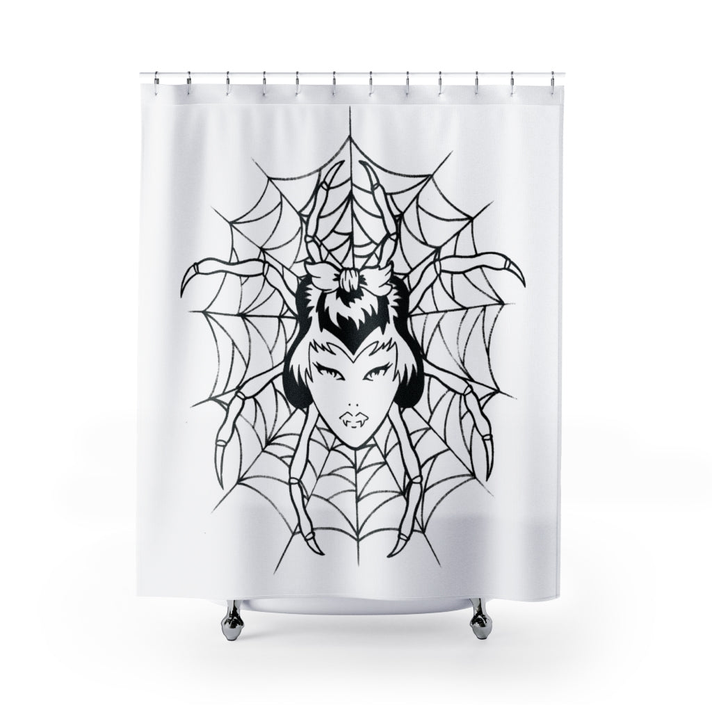 1 Shower Curtain Spider White design by Calico Jacks