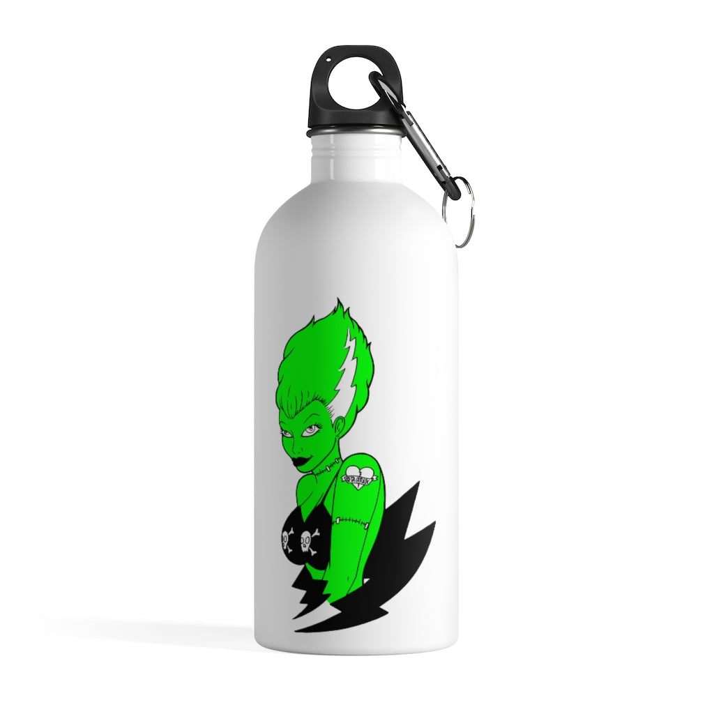 1 Stainless Steel Water Bottle Green Lady Frankenstein design by Calico Jacks