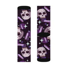 Load image into Gallery viewer, 3 Skulls and Amethysts on Socks by Calico Jacks
