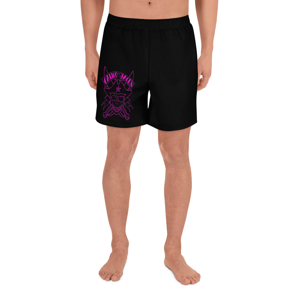 1 Men's Athletic Long Shorts Skull Pink design by Calico Jacks