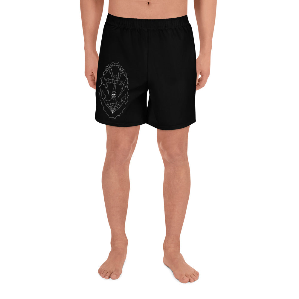 1 Men's Athletic Long Shorts Anchor Black design by Calico Jacks
