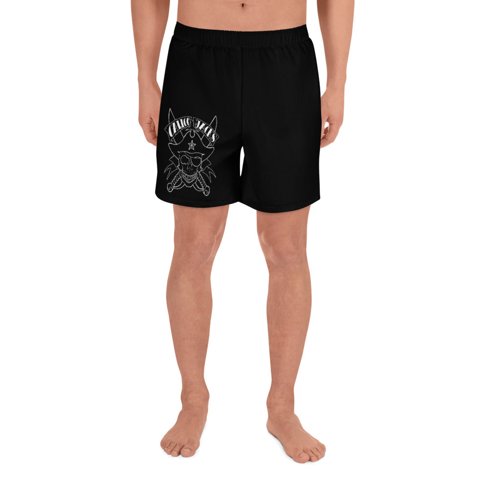 1 Men's Athletic Long Shorts Skull Black design by Calico Jacks