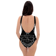 Cargar imagen en el visor de la galería, 4 One-Piece Swimsuit Big Skull Black design by Calico Jacks
