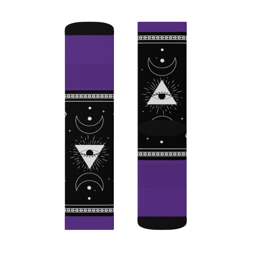 1 Moon Pyramid Purple Socks by Calico Jacks