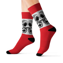 Load image into Gallery viewer, 12 White Oni on Red Socks by Calico Jacks
