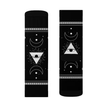 Load image into Gallery viewer, 7 Moon Pyramid Black Socks by Calico Jacks
