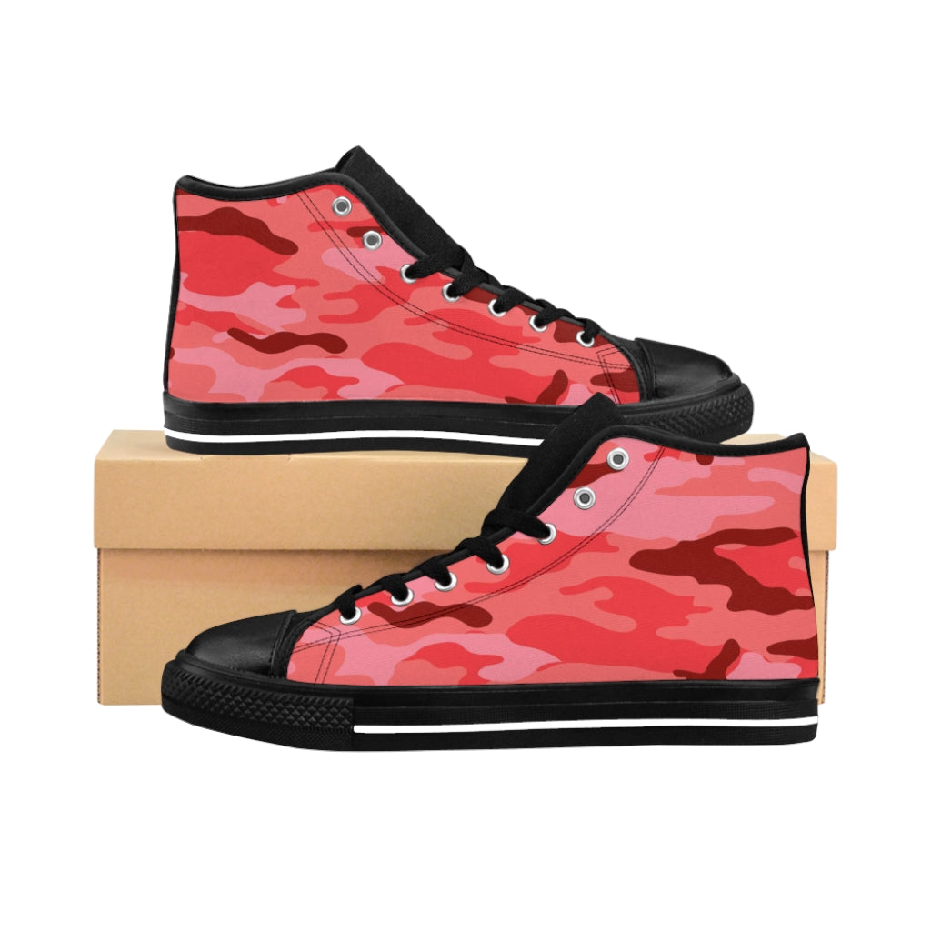 1 Women's High-top Sneakers Coral Pink Camouflage by Calico Jacks