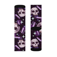 Load image into Gallery viewer, 1 Skulls and Amethysts on Socks by Calico Jacks
