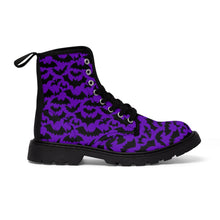 Load image into Gallery viewer, 4 Women&#39;s Canvas Boots Purple Bats by Calico Jacks
