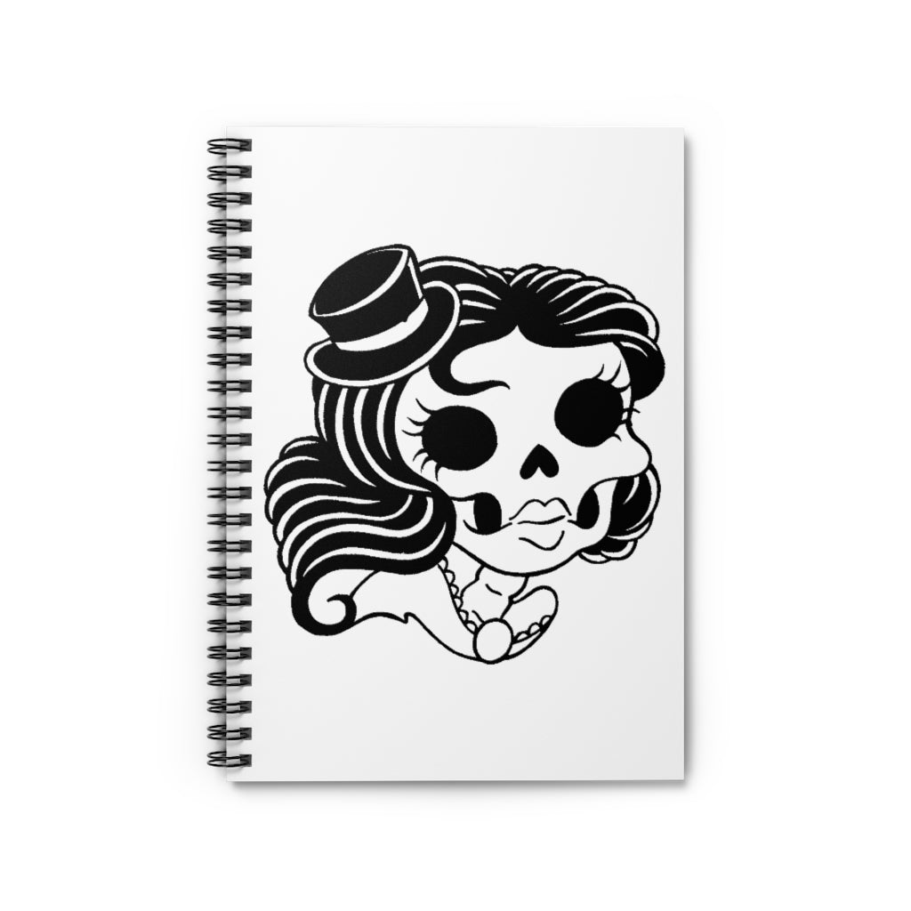 1 Skull Woman Note Book - Spiral Notebook - Ruled Line by Calico Jacks