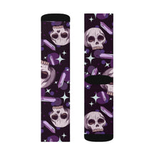 Load image into Gallery viewer, 10 Skulls and Amethysts on Socks by Calico Jacks
