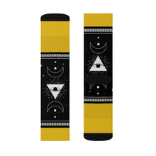 Load image into Gallery viewer, 11 Moon Pyramid Yellow Socks by Calico Jacks
