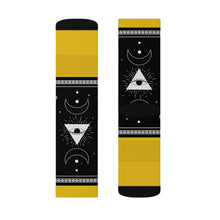 Load image into Gallery viewer, 3 Moon Pyramid Yellow Socks by Calico Jacks
