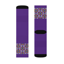 Load image into Gallery viewer, 1 Eye Flowers on Purple Socks by Calico Jacks
