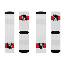 Load image into Gallery viewer, 2 Red Stripe Skull on Socks by Calico Jacks
