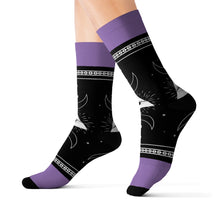 Load image into Gallery viewer, 8 Moon Pyramid Violet Socks by Calico Jacks
