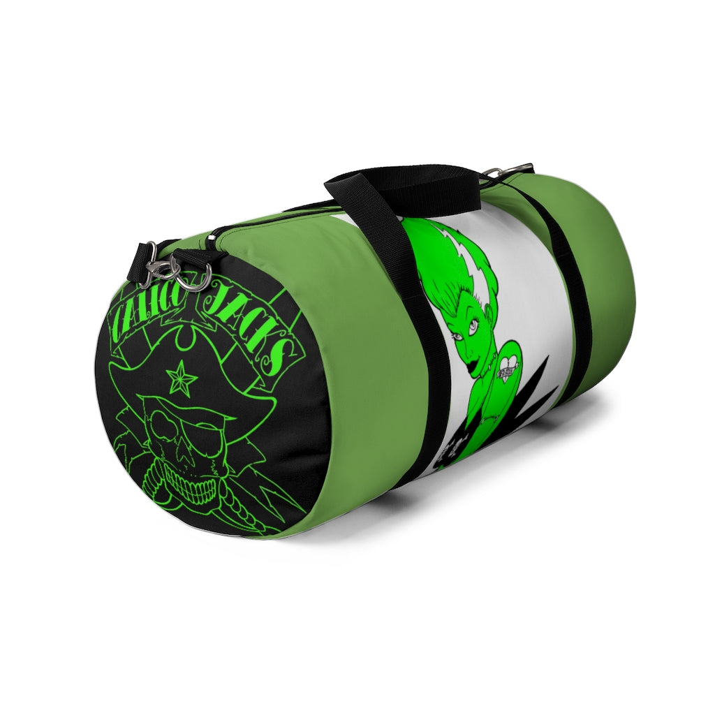 1 Green Lady Frankenstein Duffel Bag design by Calico Jacks